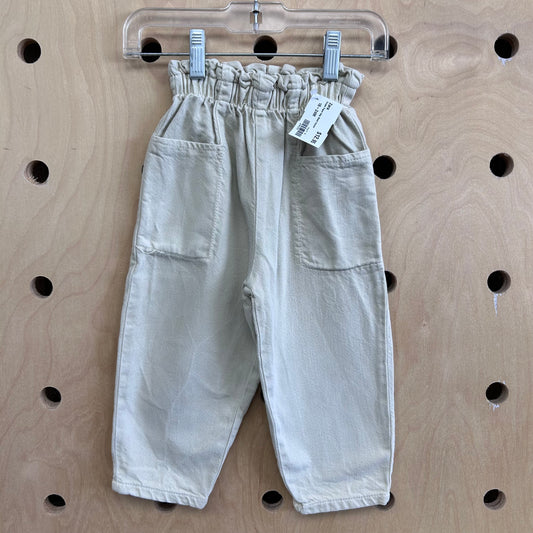Cream Paper Bag Waist Denim