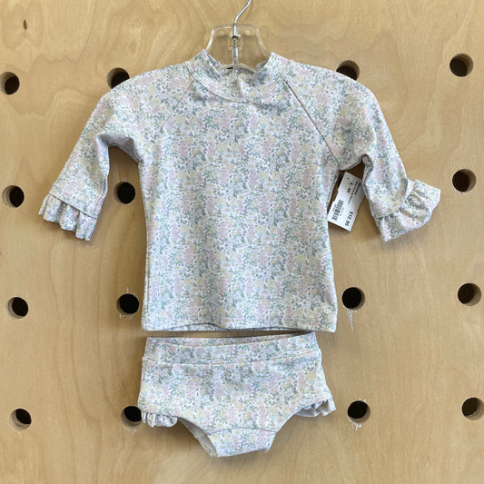 White Floral 2pc Swimsuit