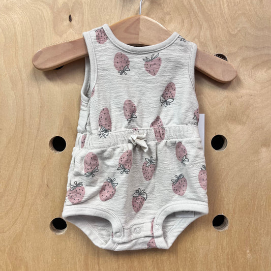 Organic Beige Strawberries Romper