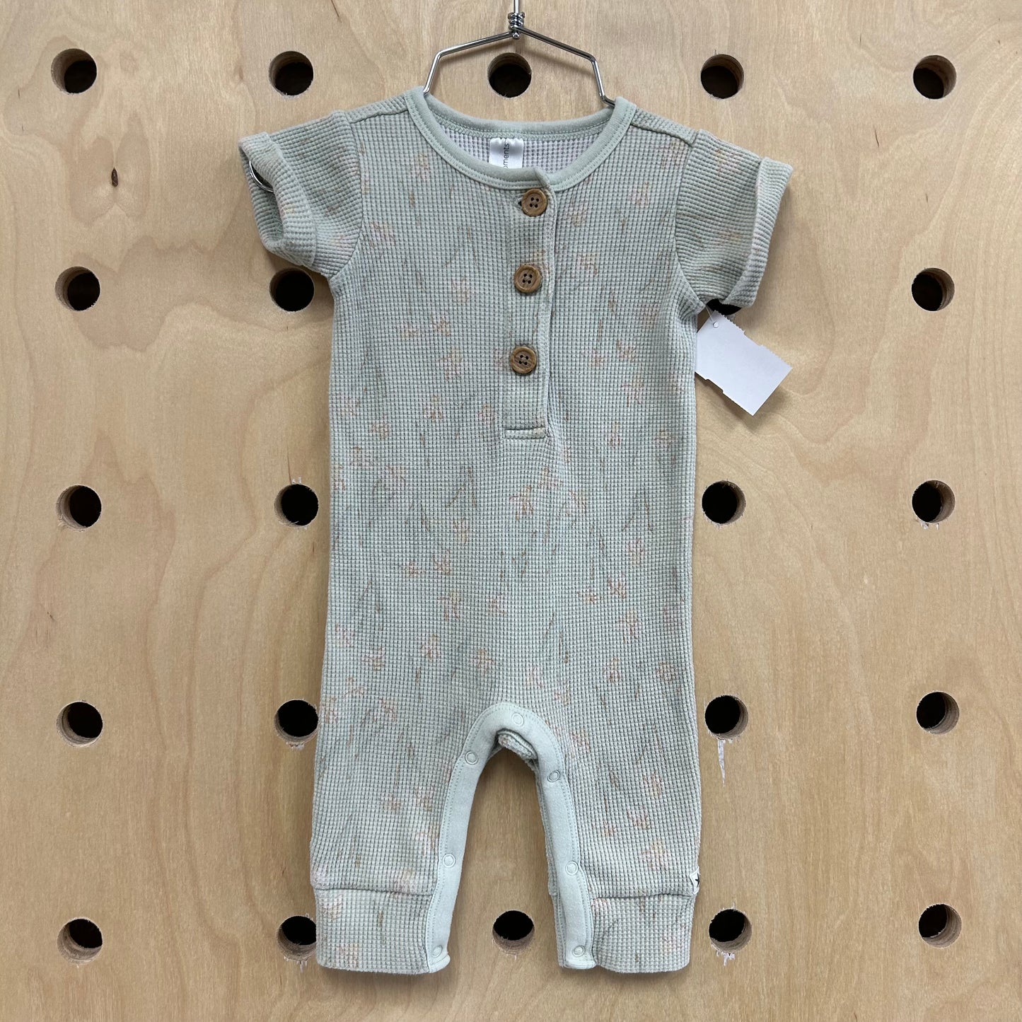 Sage+Tan Waffle Romper