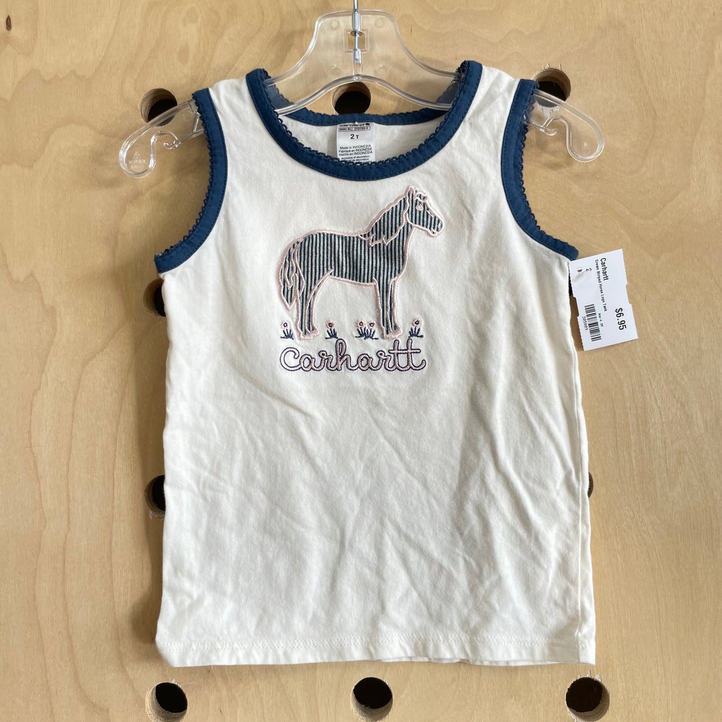 Cream Striped Horse Logo Tank