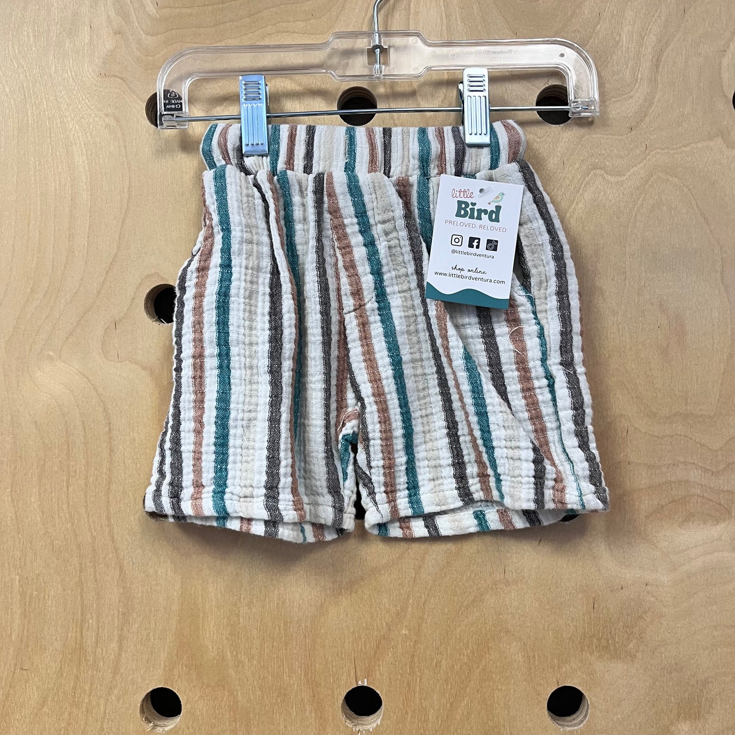 White Striped Gauze Shorts