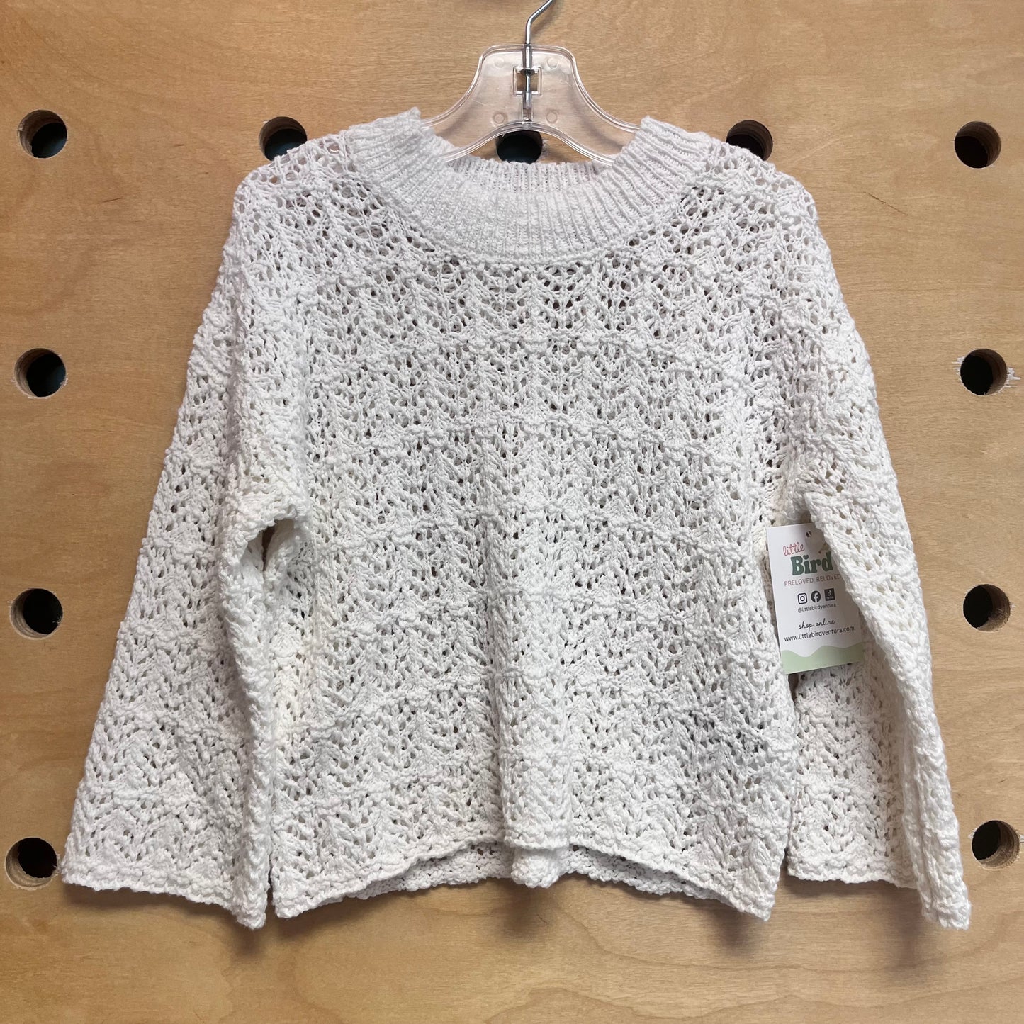 White Open Knit Sweater