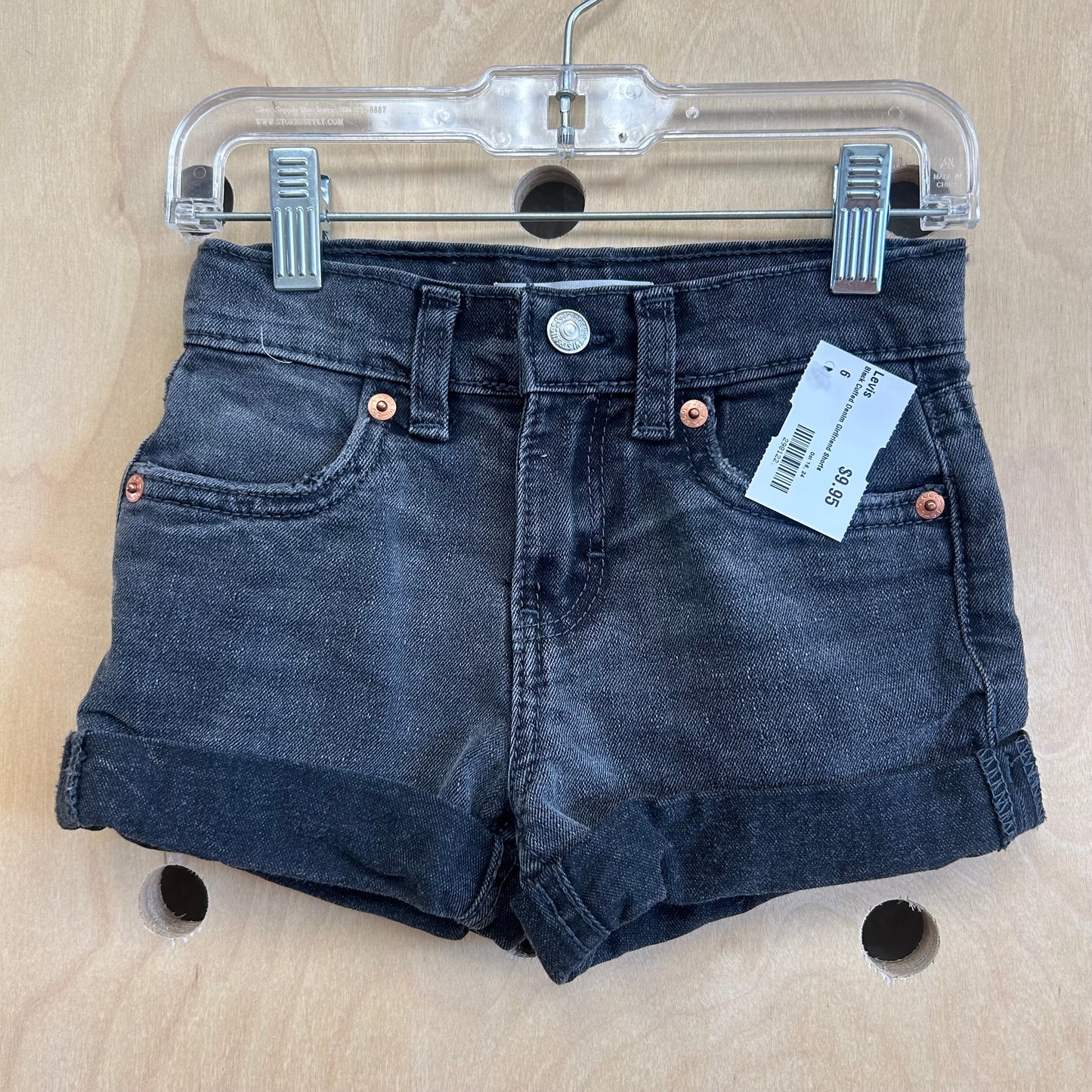 Black Cuffed Denim Girlfriend Shorts