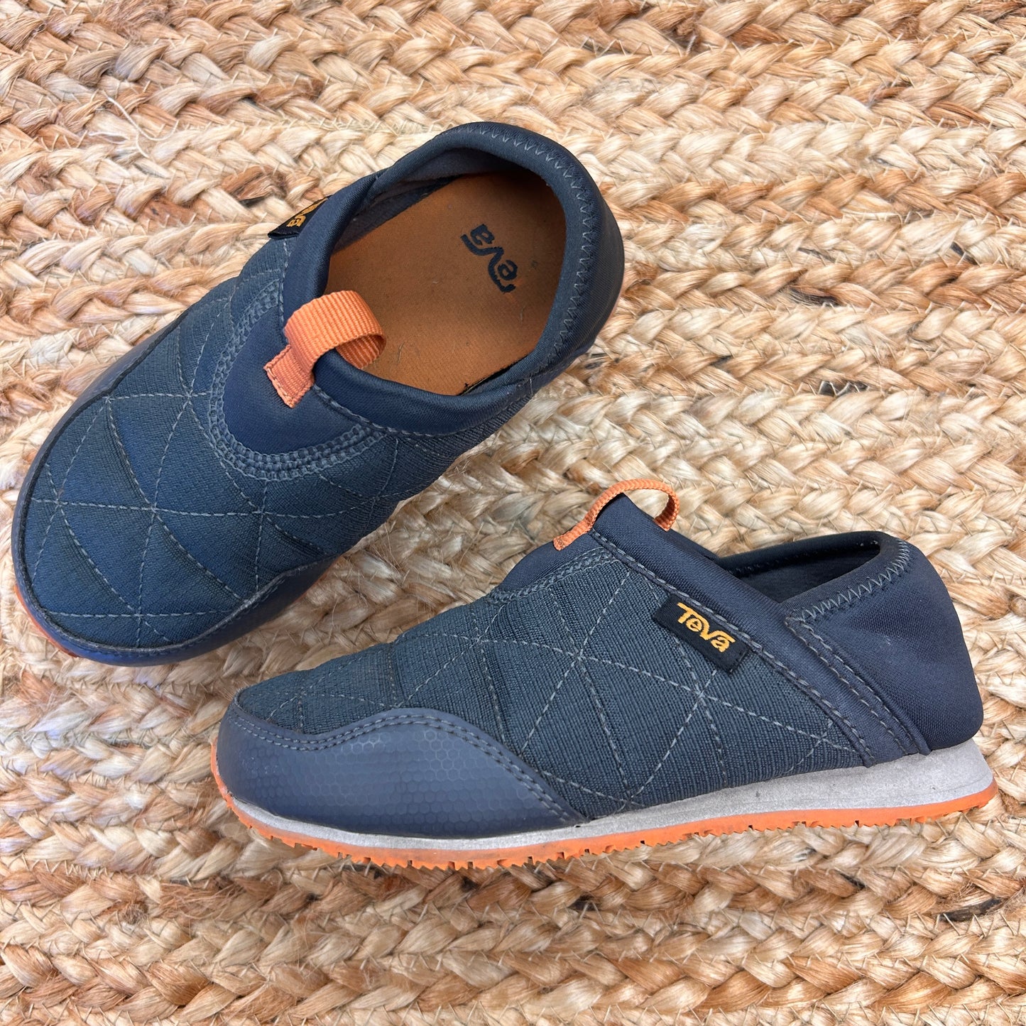 Gray & Orange Slip On Quilted Shoes