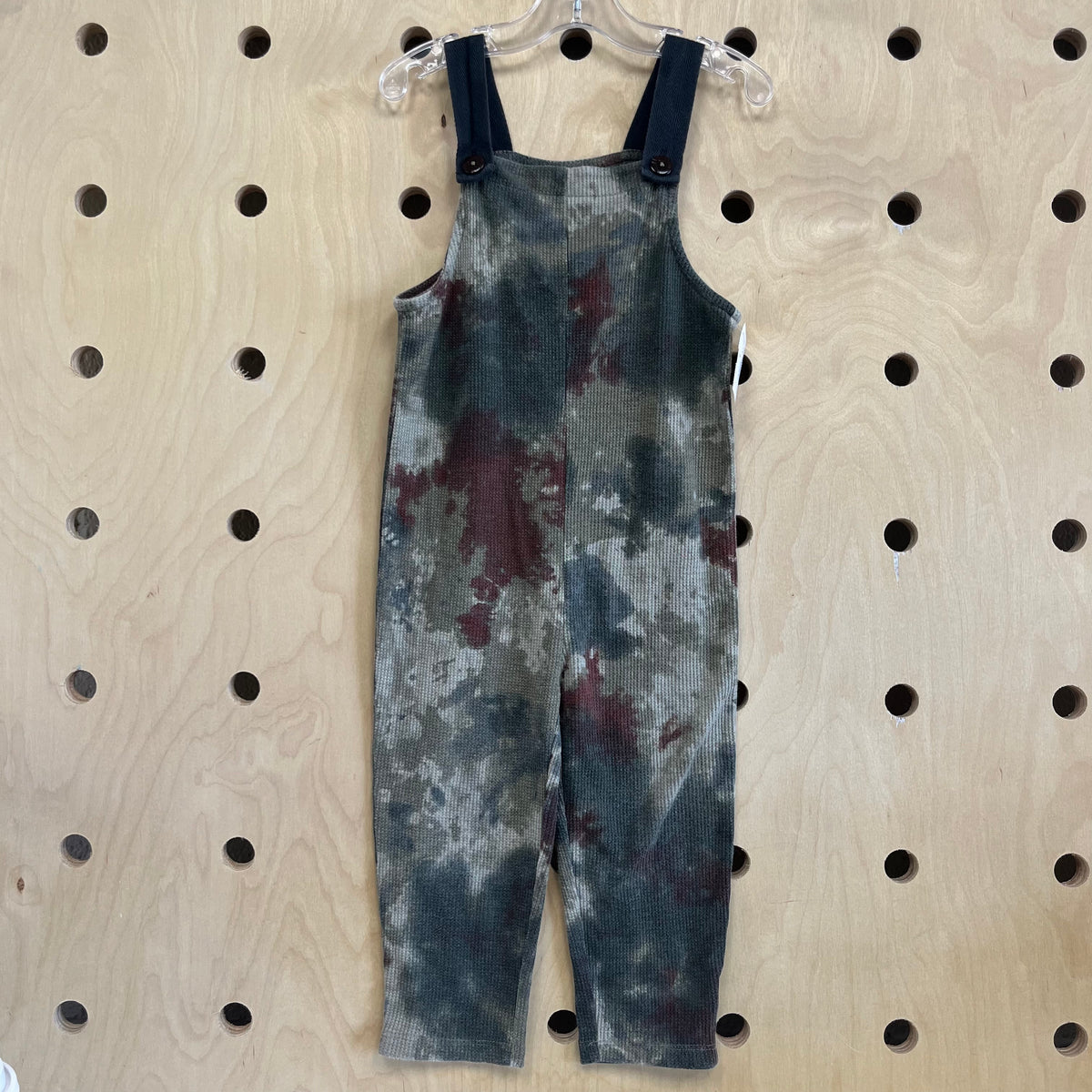 Green & Brown Waffle Knit Overalls