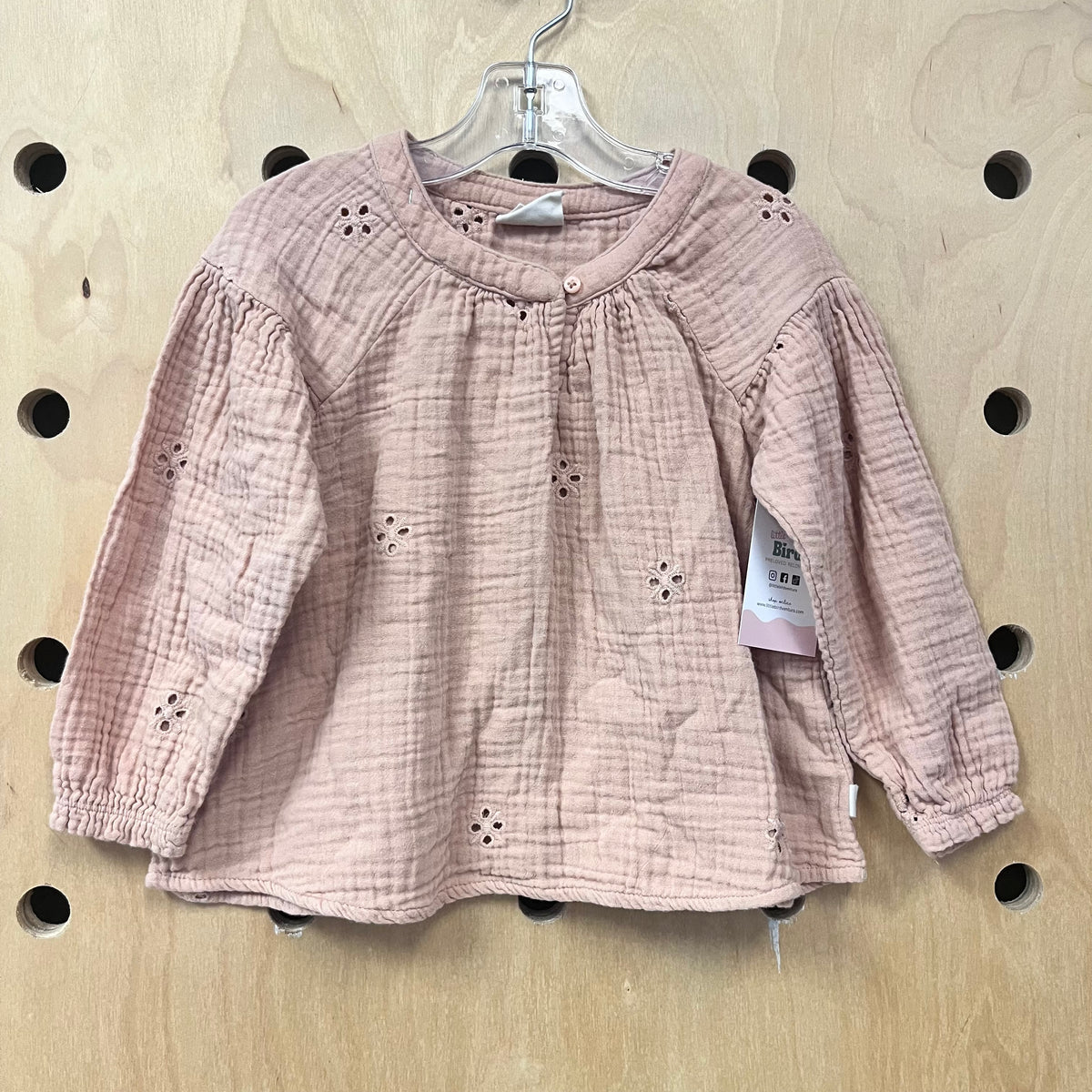 Peach Muslin Eyelet Top
