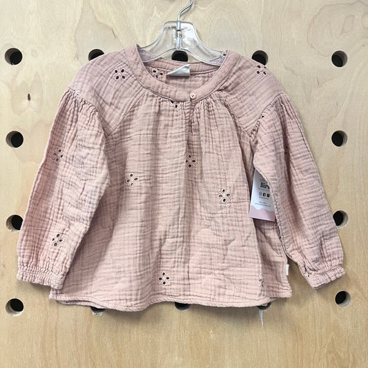 Peach Muslin Eyelet Top