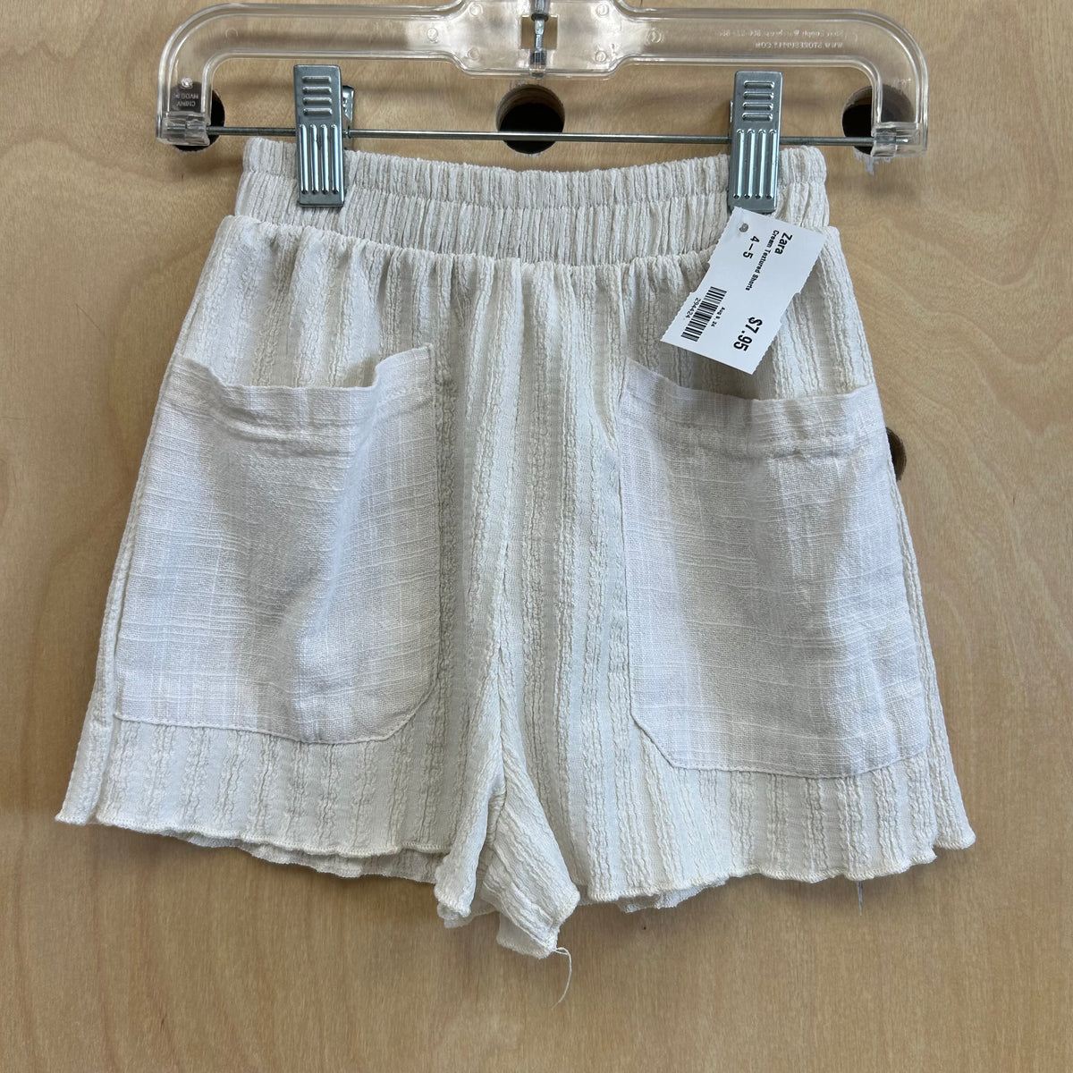 Cream Textured Shorts