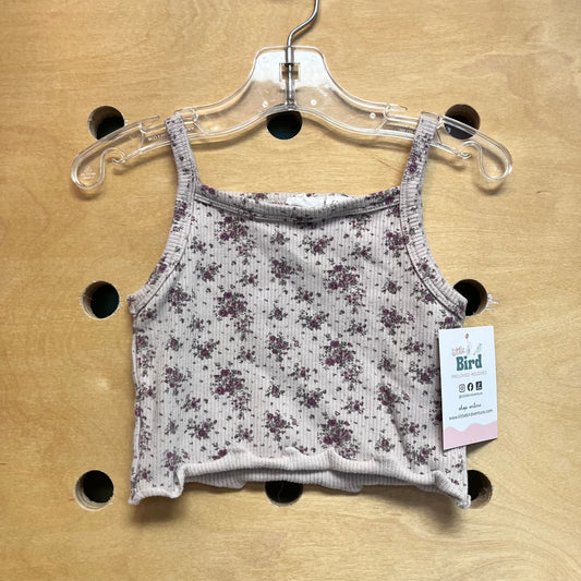 Pink Floral Ribbed Tank