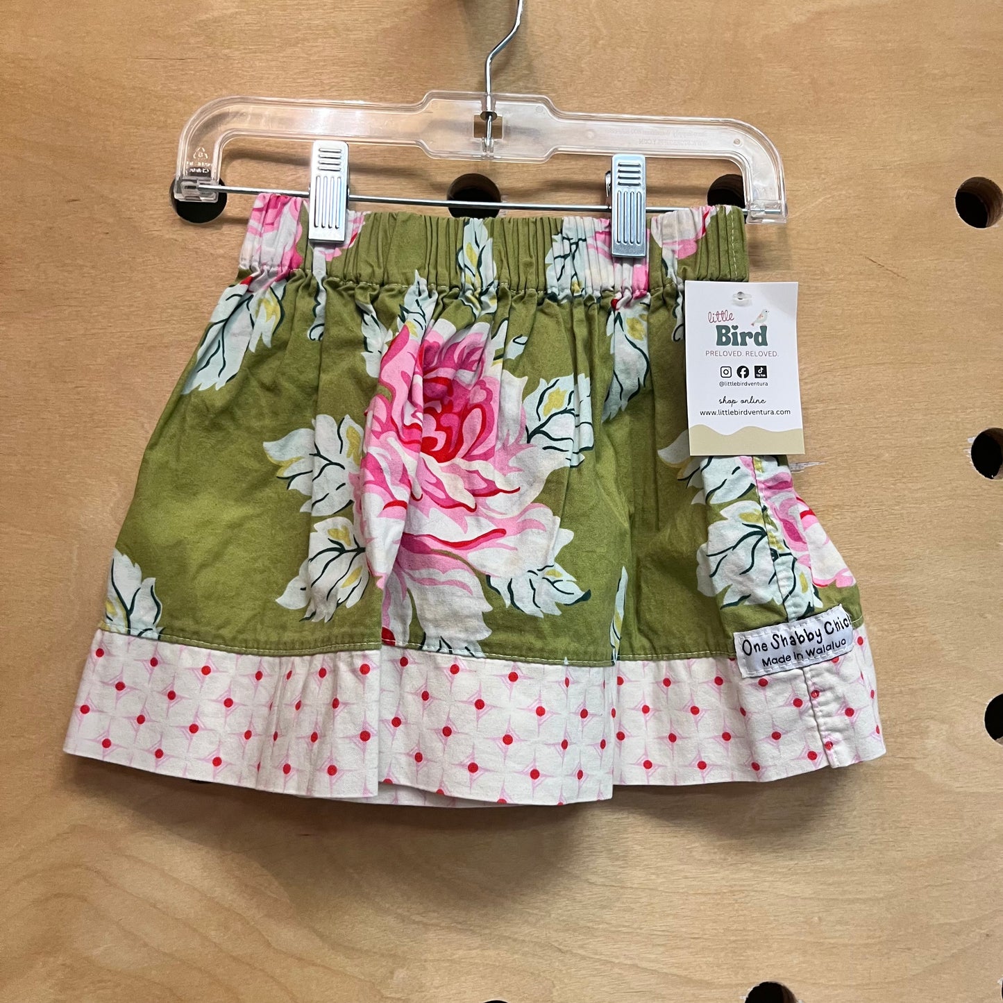 Green Floral Linen Skirt