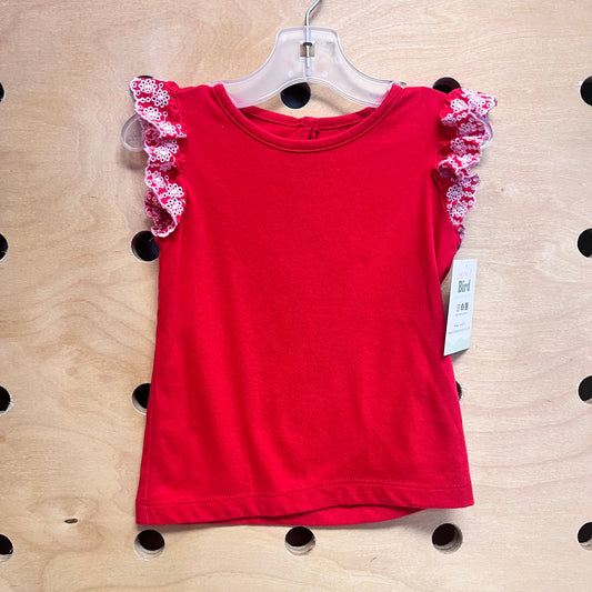 Red Eyelett Sleeve Tank
