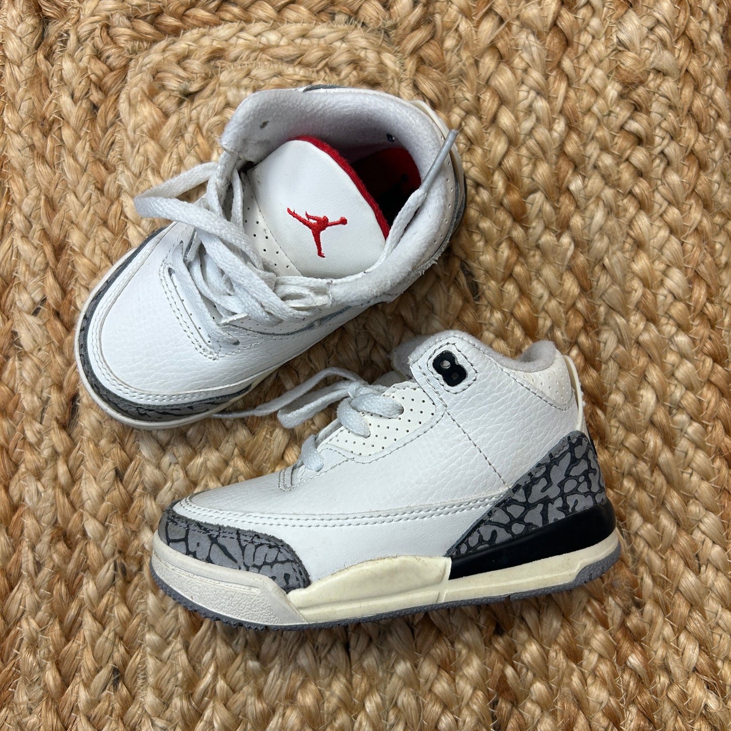 White & Gray Jordan 3 Retro Shoes