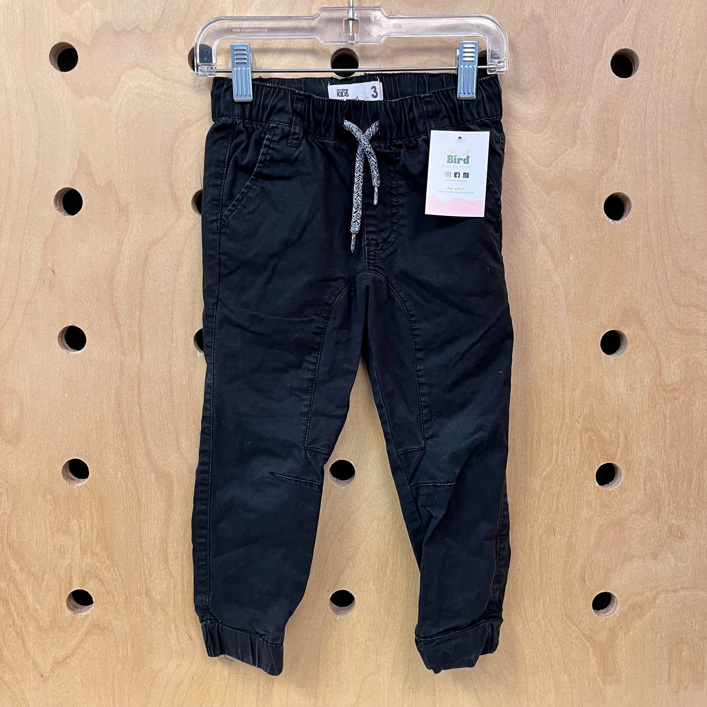 Black Canvas Drawstring Joggers