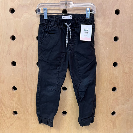 Black Canvas Drawstring Joggers
