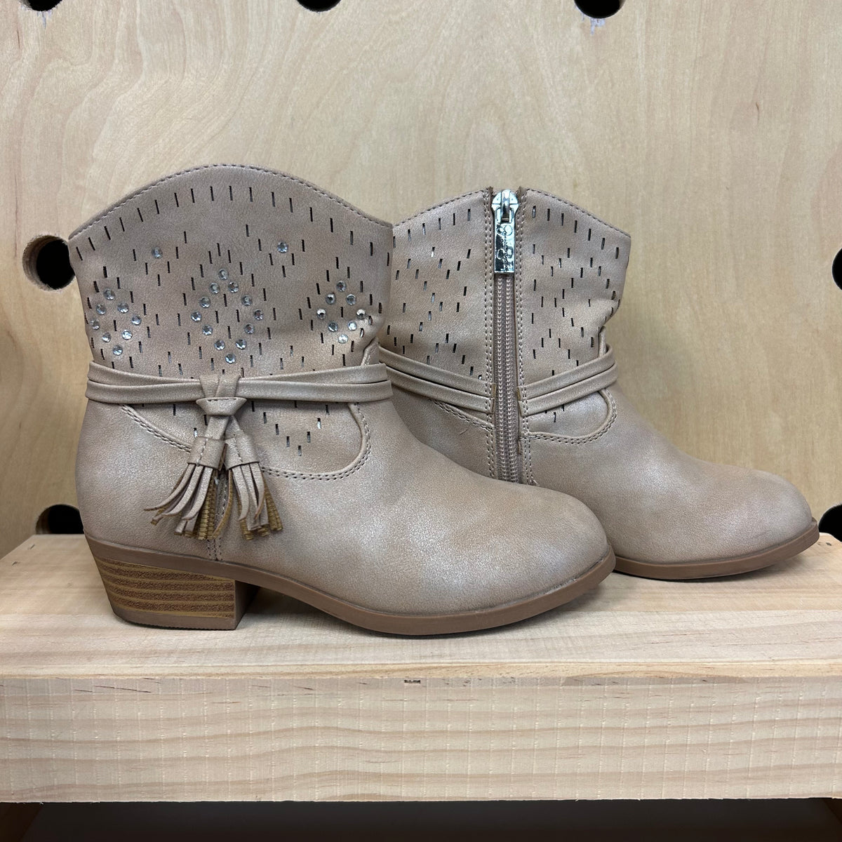 Taupe Shimmer Tassel Boots