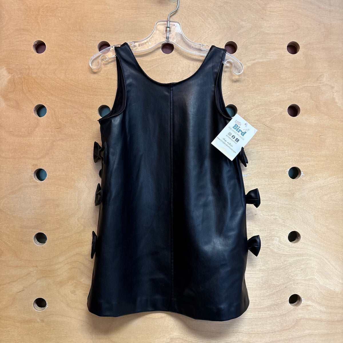 Black Vegan Leather Bows Dress