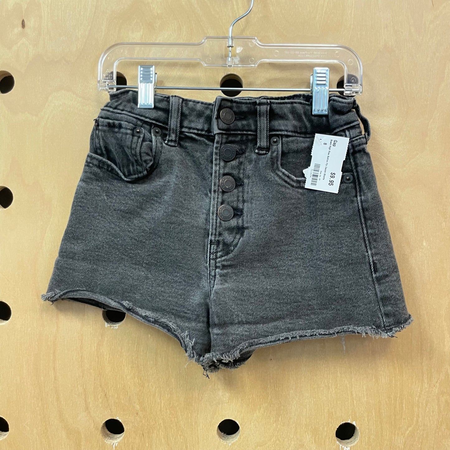 Black High Rise Button Fly Denim Shorts