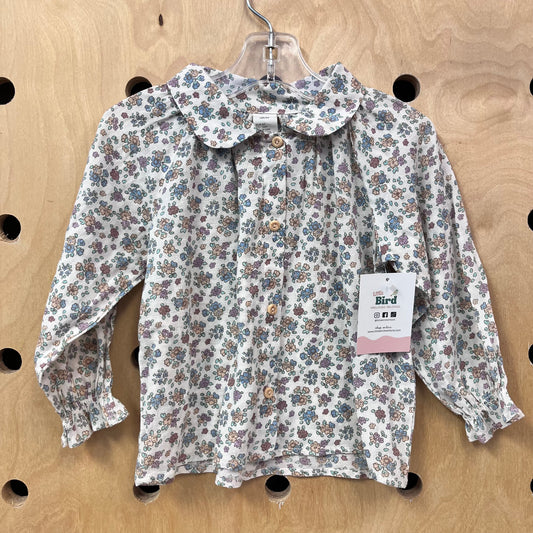 Beige Floral Button Up Top NEW!