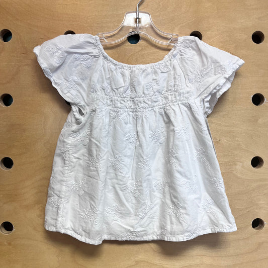 White Embroider Floral Tee
