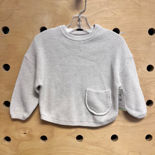Cream Waffle Knit Pocket Sweater