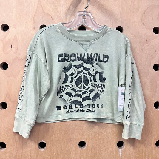 Mint 'Grow Wild' LS Crop Top