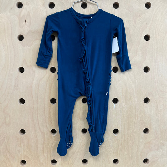 Dark Blue Ruffle Bamboo Zippy