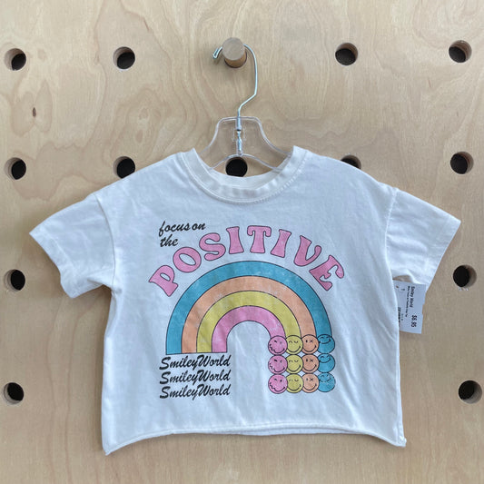 White Focus on Positivity Crop Top