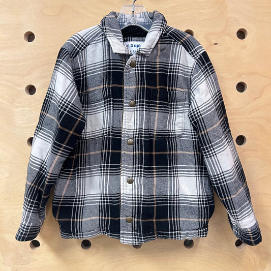 Sherpa-Lined Black Plaid Shacket