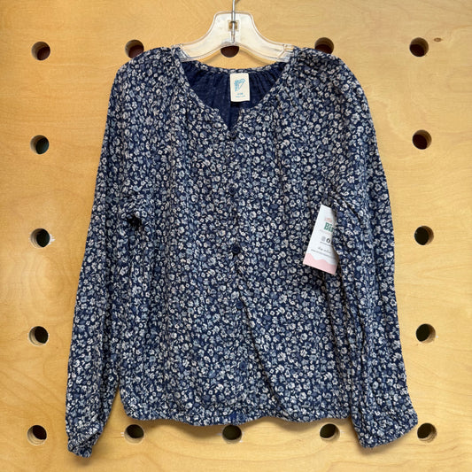 Blue Floral Gauze LS