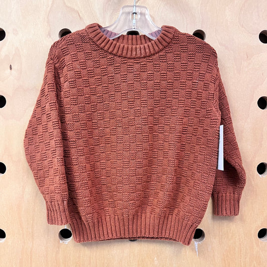 Brown Checkered Knit Sweater