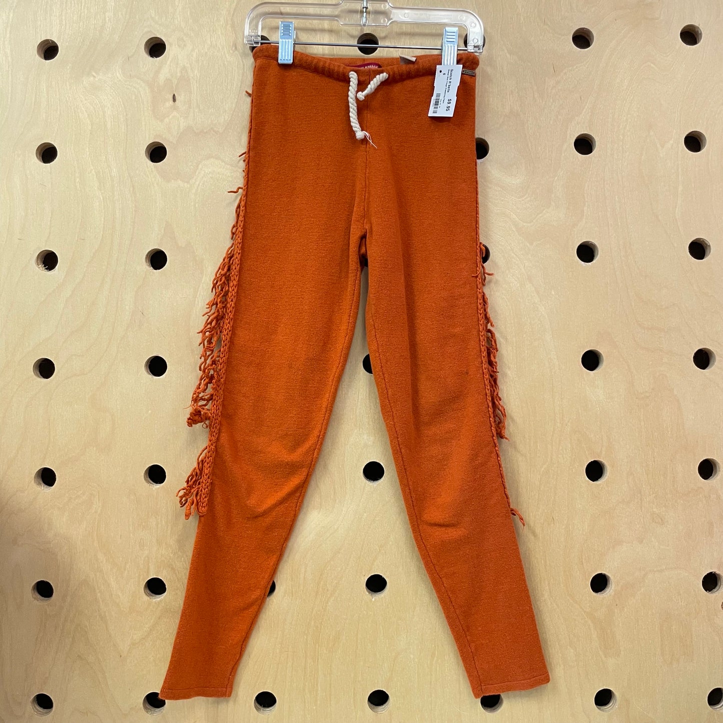 Orange Side Fringe Drawstring Pants