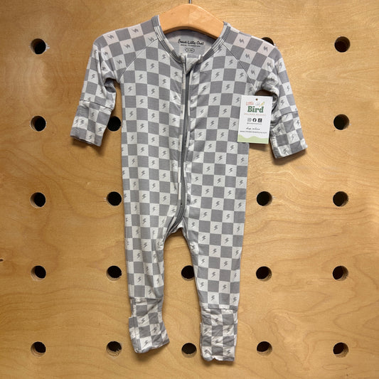 Grey Bamboo Lightning Bolts Zippy