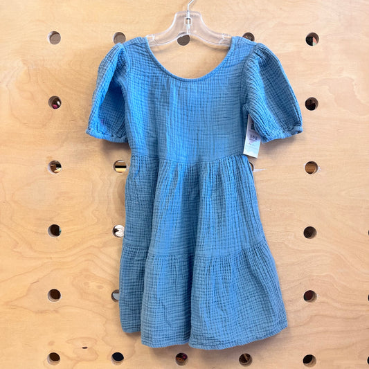 Blue Gauze Back Bow Dress