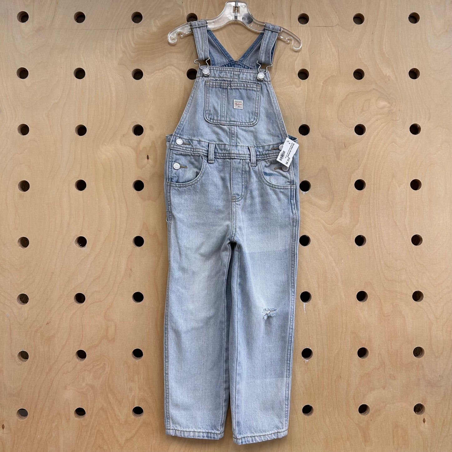 Light Wash Distressed Denim Overalls