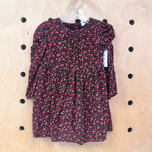 Black + Pink Floral Cord Dress