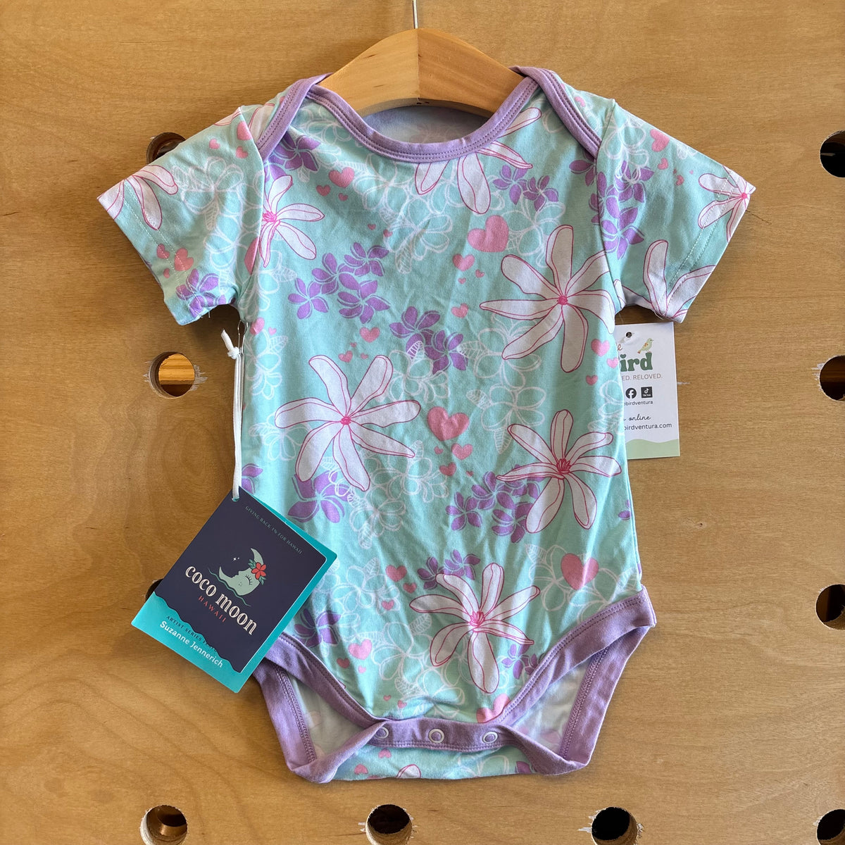 Blue Bamboo Flowers/Hearts Bodysuit NEW!