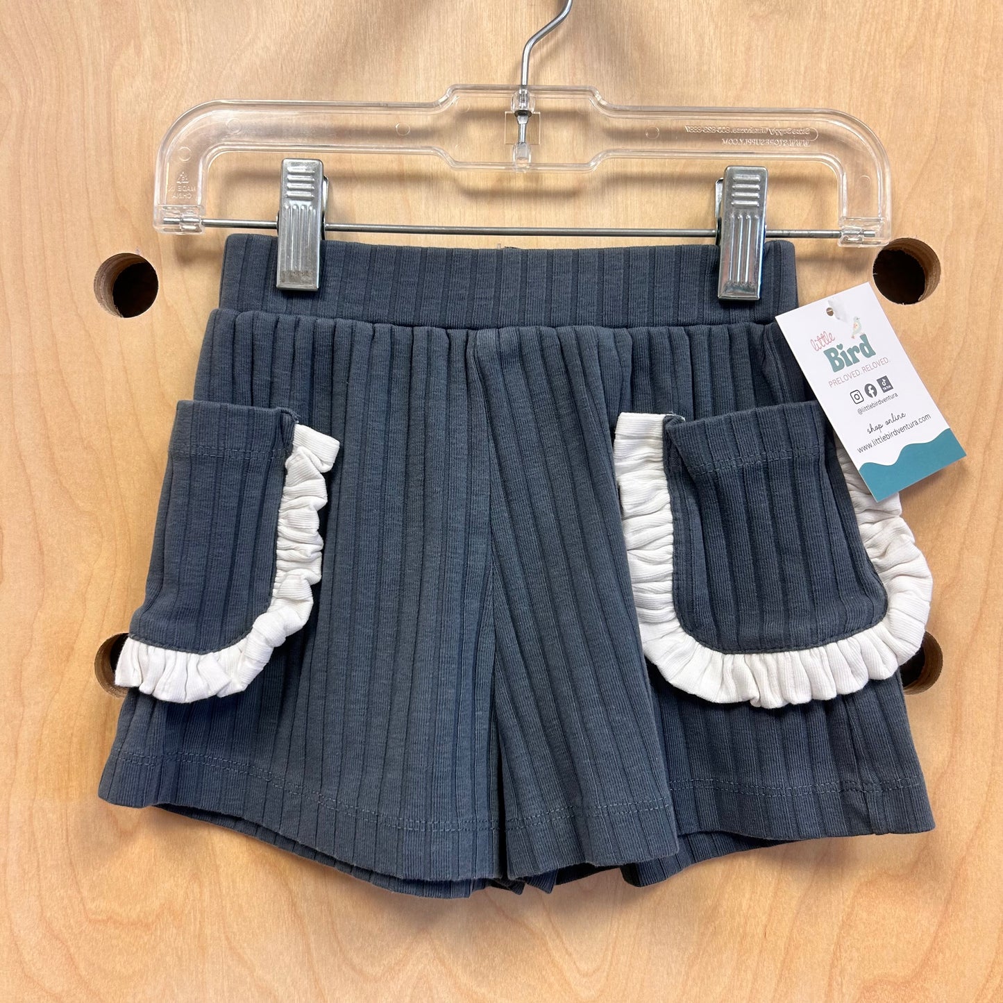 Organic Grey/White Ribbed Shorts