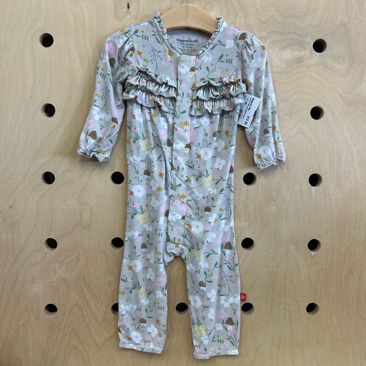 Grey Floral Mushroom Magnetic Romper