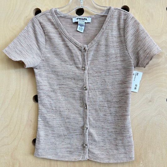 Tan Ribbed Button Top