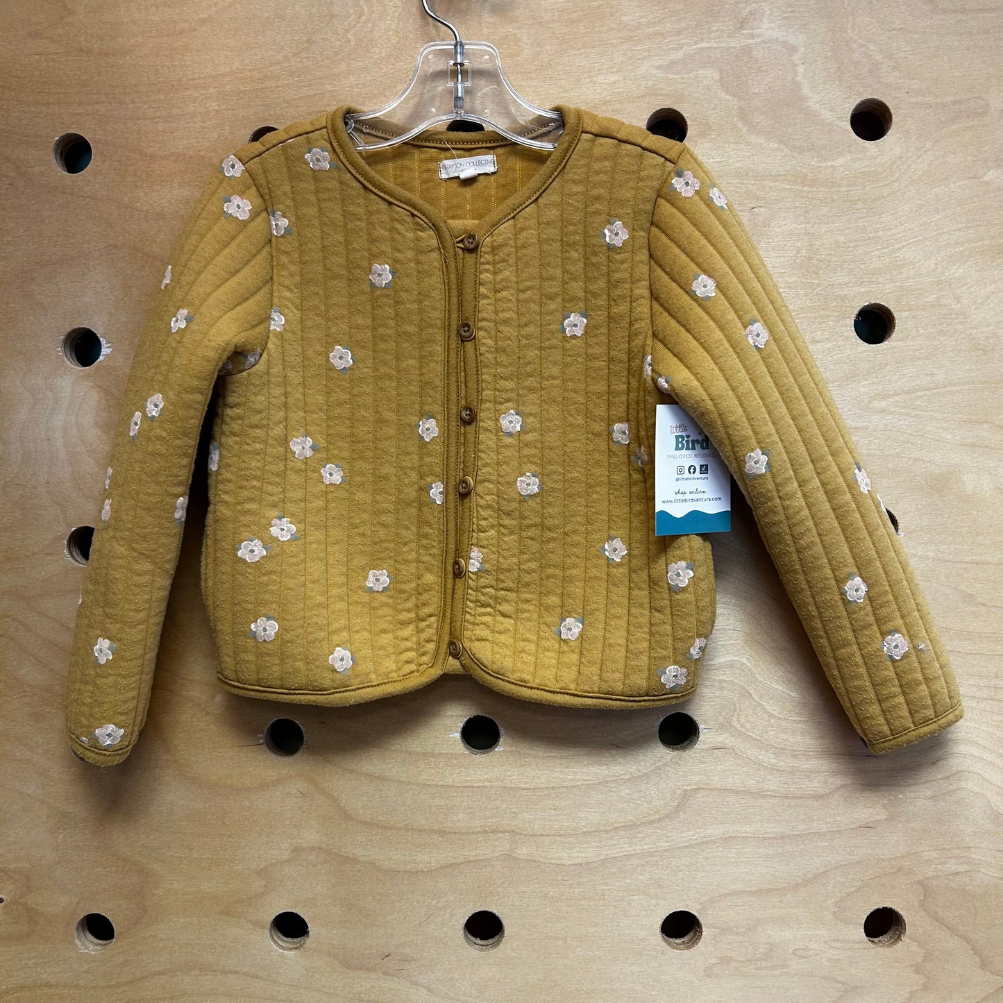 Mustard Floral Button Jacket