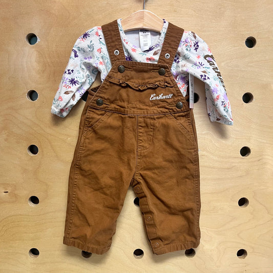 Brown & Floral Overalls Outfit