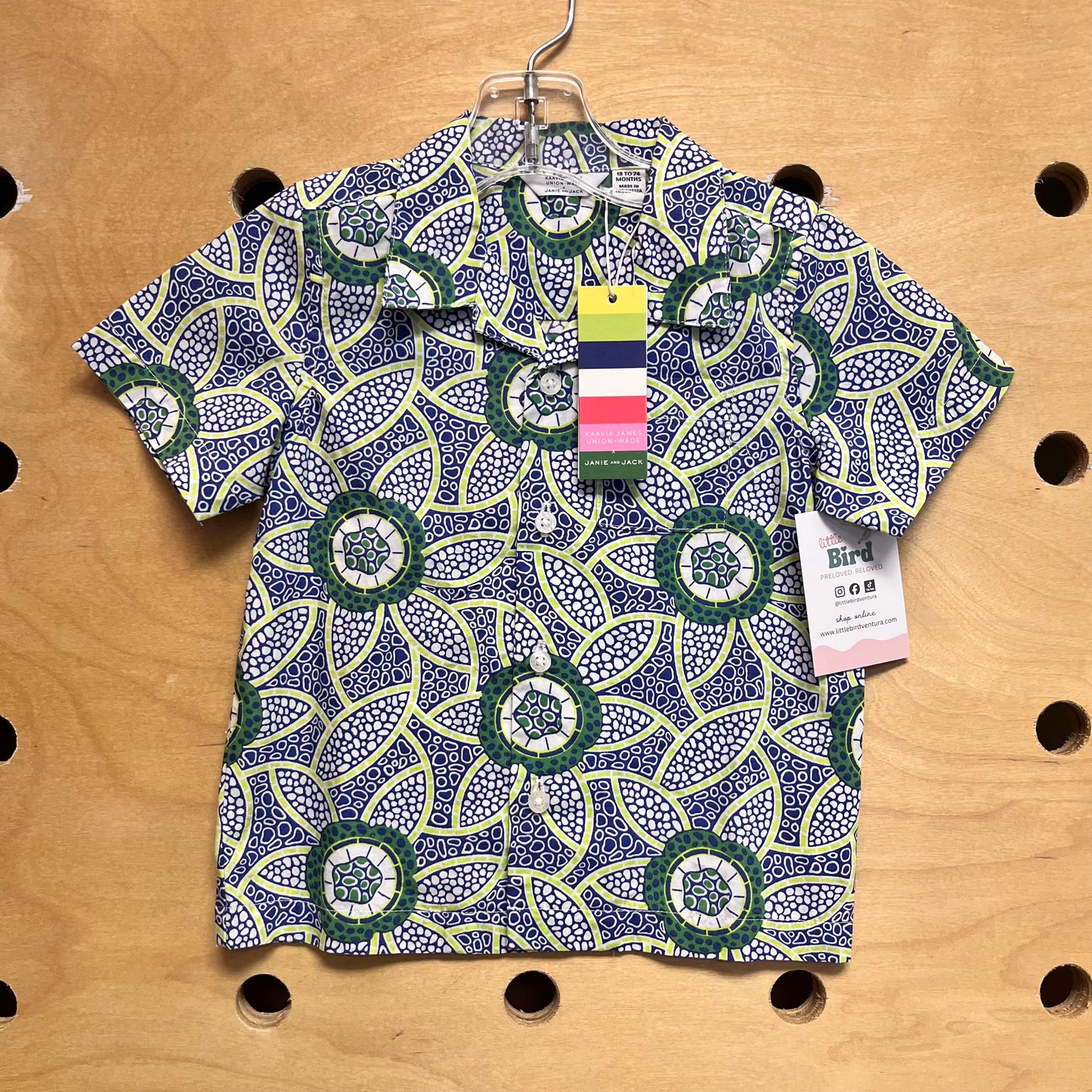 Blue/Green Geometric Button Up NEW!!