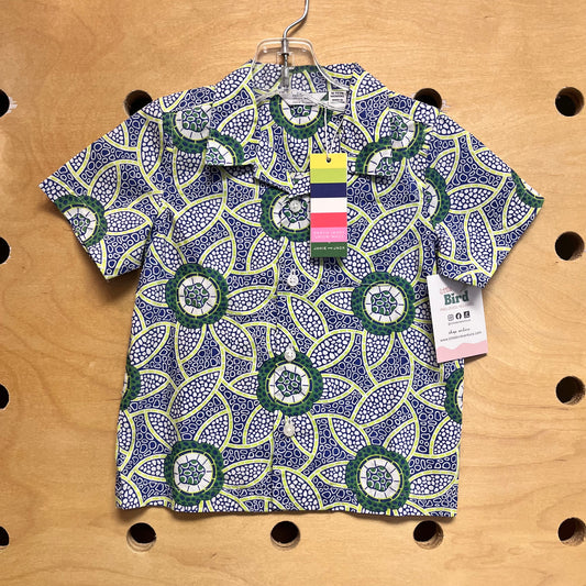 Blue/Green Geometric Button Up NEW!!