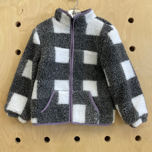 Fuzzy Grey Checkerboard Jacket NEW!