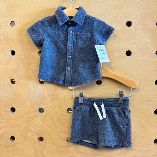 Blue Subtle Striped Outfit
