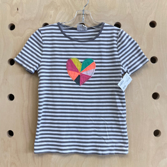 Grey Striped Patchwork Heart Tee