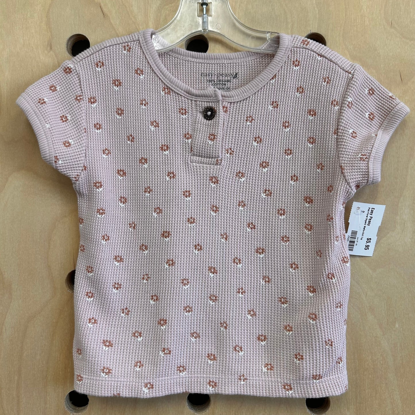 Pink Floral Organic Waffle Knit Top