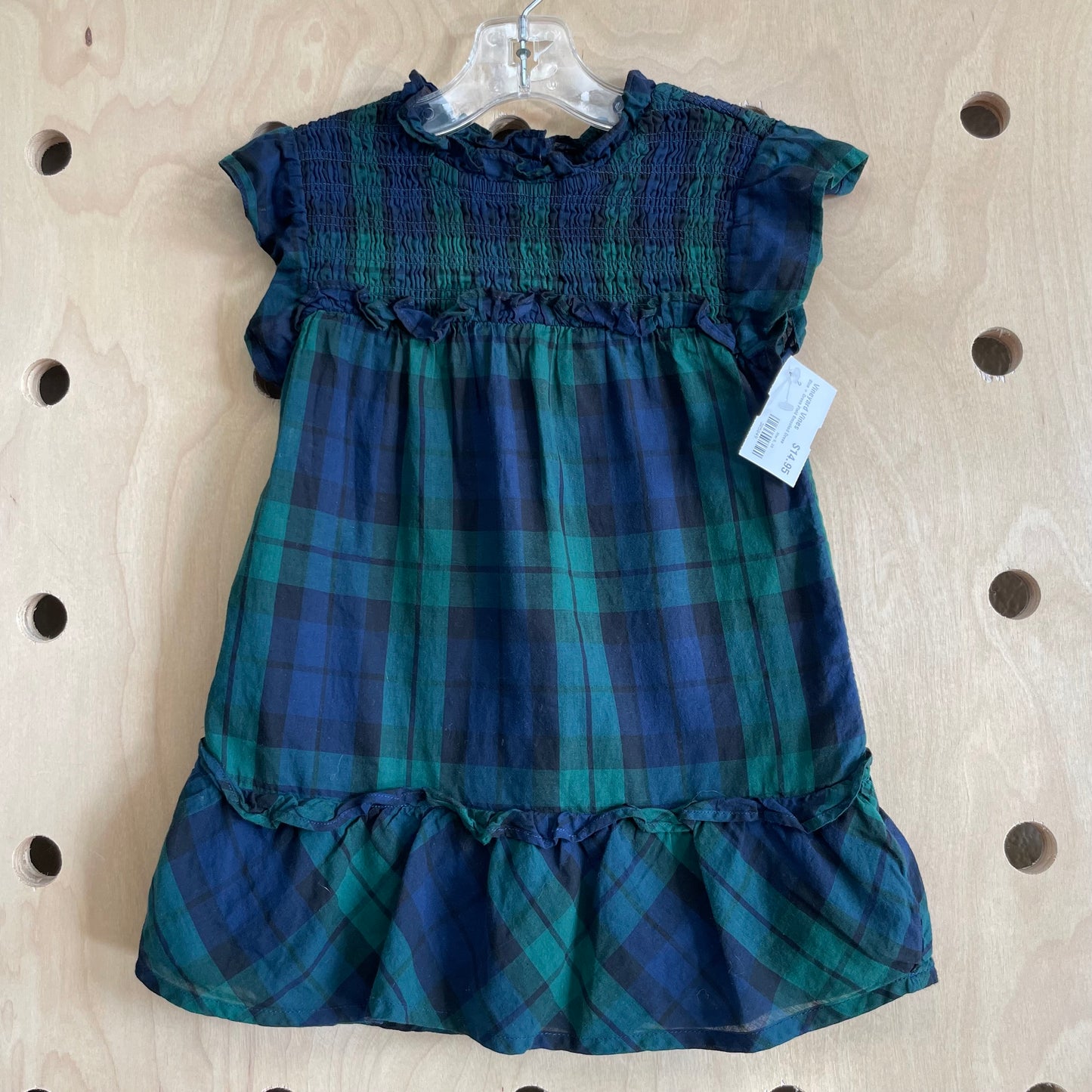 Blue + Green Plaid Smocked Dress