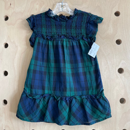 Blue + Green Plaid Smocked Dress